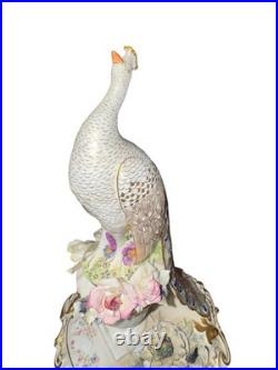 Royal Crown Derby Peacock Figurine 24cm Signed B. Barker Made in England