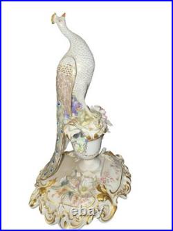 Royal Crown Derby Peacock Figurine 24cm Signed B. Barker Made in England