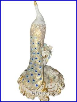 Royal Crown Derby Peacock Figurine 24cm Signed B. Barker Made in England