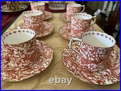 Royal Crown Derby Peacock Red like Aves Set of 6 Demitasse Cup & Saucer Sets