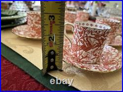 Royal Crown Derby Peacock Red like Aves Set of 6 Demitasse Cup & Saucer Sets