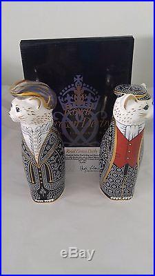 Royal Crown Derby Pearly King & Queen Cat Paperweights