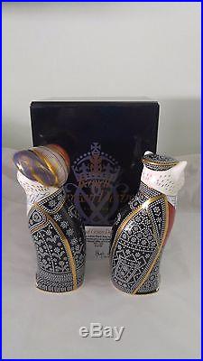 Royal Crown Derby Pearly King & Queen Cat Paperweights