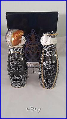 Royal Crown Derby Pearly King & Queen Cat Paperweights