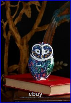 Royal Crown Derby Periwinkle Owl William Morris Bird Paperweight New 1st