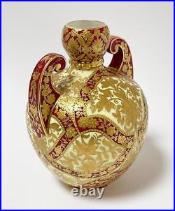 Royal Crown Derby Persian Style Jeweled Porcelain Vase Antique 19th Century