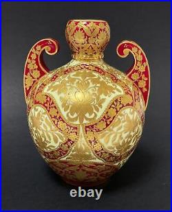 Royal Crown Derby Persian Style Jeweled Porcelain Vase Antique 19th Century