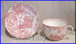 Royal Crown Derby Pink Aves ENORMOUS Cup and Saucer