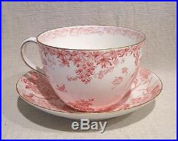 Royal Crown Derby Pink Aves ENORMOUS Cup and Saucer