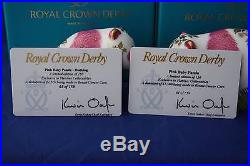 Royal Crown Derby Pink Baby Pandas Ltd Ed Paperweights MMXIV New Boxed