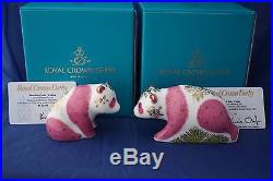 Royal Crown Derby Pink Baby Pandas Ltd Ed Paperweights MMXIV New Boxed