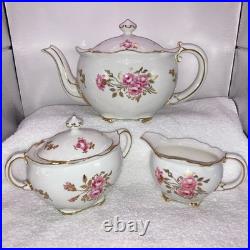 Royal Crown Derby Pinxton Roses Tea Pot Creamer Lidded Sugar Bowl Unused
