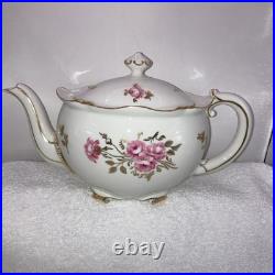Royal Crown Derby Pinxton Roses Tea Pot Creamer Lidded Sugar Bowl Unused