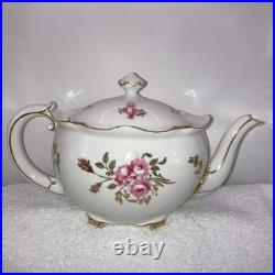 Royal Crown Derby Pinxton Roses Tea Pot Creamer Lidded Sugar Bowl Unused