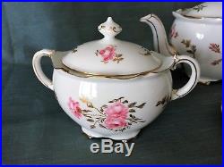 Royal Crown Derby'Pinxton Roses' Teapot Cream & Sugar with Plate