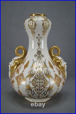 Royal Crown Derby Platinum & Gold Figural Green Man Handles Vase Circa 1877-1890