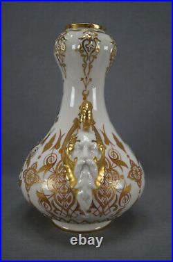 Royal Crown Derby Platinum & Gold Figural Green Man Handles Vase Circa 1877-1890