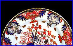 Royal Crown Derby Porcelain #383 Imari Kings Pattern 2 Pc 9 1/2 Luncheon Plates