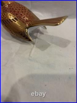 Royal Crown Derby Porcelain Bird Figurine With 22 Carat Gold Detailing