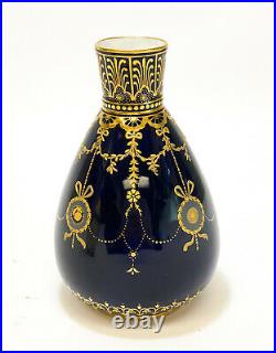 Royal Crown Derby Porcelain Cobalt Blue & Gilt Vase, circa 1880