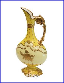Royal Crown Derby Porcelain & Gilt Footed Ewer, 1900. Floral & Dot Designs