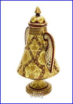 Royal Crown Derby Porcelain Gold Encrusted Twin Handled Lidded Urn, circa 1880