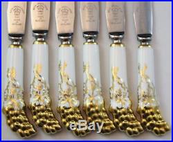 Royal Crown Derby Porcelain Handle Set of 6 Fruit Paring Knives with Fitted Box