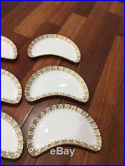 Royal Crown Derby Porcelain Heraldic Gold Set of 12 Crescent Form Bone Dishes