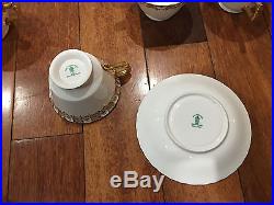 Royal Crown Derby Porcelain Heraldic Gold Set of 22 Cups & Saucers