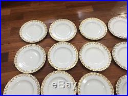 Royal Crown Derby Porcelain Heraldic Gold Set of 24 Dinner Plates 10 1/2