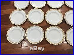Royal Crown Derby Porcelain Heraldic Gold Set of 24 Dinner Plates 10 1/2