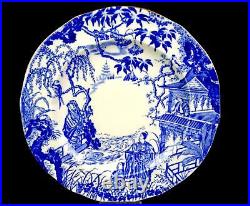 Royal Crown Derby Porcelain Mikado Blue 4 Piece 9 1/8 Luncheon Plates 1937