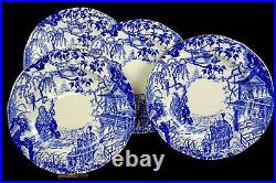 Royal Crown Derby Porcelain Mikado Blue 4 Piece 9 1/8 Luncheon Plates 1937