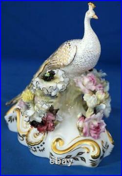 Royal Crown Derby Porcelain Peacock Bird Figure Signed