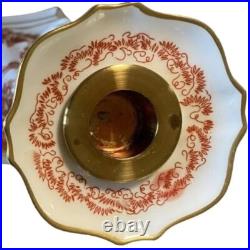 Royal Crown Derby Porcelain Red Aves Candlestick Pair