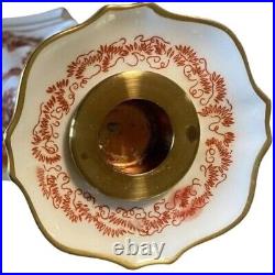 Royal Crown Derby Porcelain Red Aves Candlestick Pair