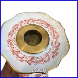 Royal Crown Derby Porcelain Red Aves Candlestick Pair