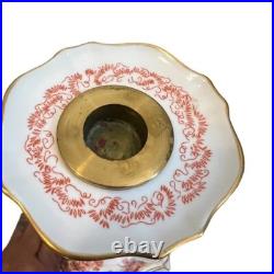 Royal Crown Derby Porcelain Red Aves Candlestick Pair