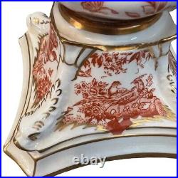 Royal Crown Derby Porcelain Red Aves Candlestick Pair