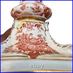 Royal Crown Derby Porcelain Red Aves Candlestick Pair