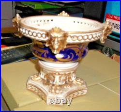 Royal Crown Derby Porcelain Vessel-pot Pourri-4 Gold God Heads, Lions Paws-1800s