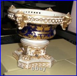 Royal Crown Derby Porcelain Vessel-pot Pourri-4 Gold God Heads, Lions Paws-1800s