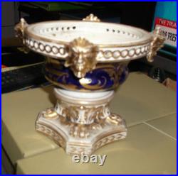 Royal Crown Derby Porcelain Vessel-pot Pourri-4 Gold God Heads, Lions Paws-1800s