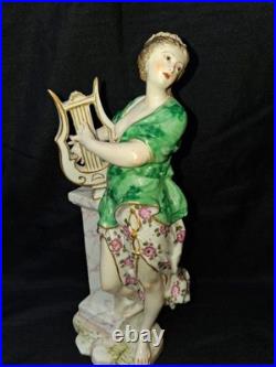 Royal Crown Derby Porcelain Woman with Lyre Figurine handpainted 8.25