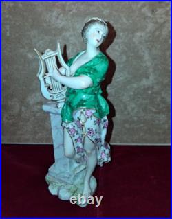 Royal Crown Derby Porcelain Woman with Lyre Figurine handpainted 8.25