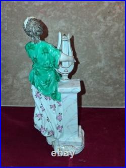 Royal Crown Derby Porcelain Woman with Lyre Figurine handpainted 8.25