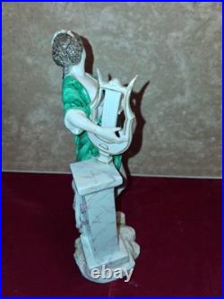 Royal Crown Derby Porcelain Woman with Lyre Figurine handpainted 8.25