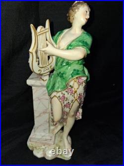 Royal Crown Derby Porcelain Woman with Lyre Figurine handpainted 8.25