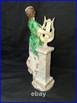Royal Crown Derby Porcelain Woman with Lyre Figurine handpainted 8.25