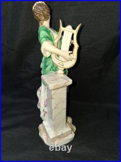 Royal Crown Derby Porcelain Woman with Lyre Figurine handpainted 8.25